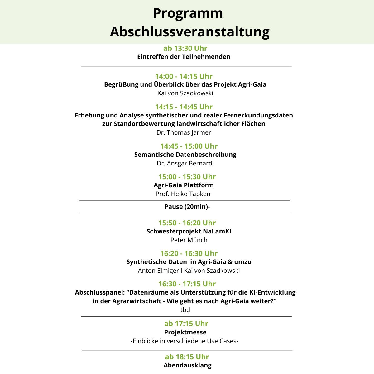 Abschlussveranstaltung Programm